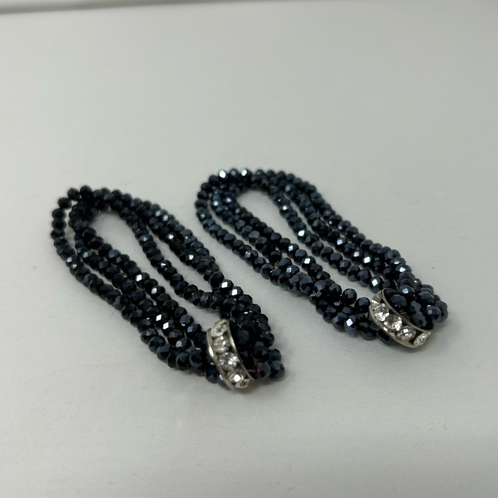 Elegant Black Beaded Bracelets with Silver Accents
